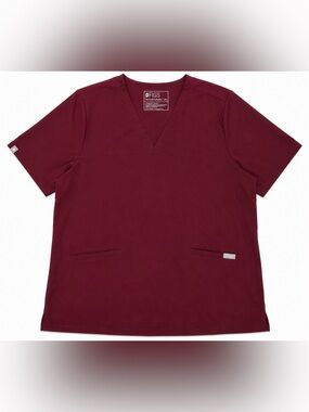 FIGS Casma Scrub Top Women’s 2XL Burgundy Wine Medical Uniform Stretch